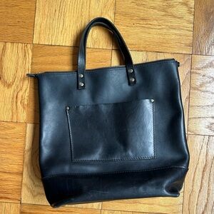 Genuine leather tote with removable/adjustable strap